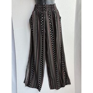 Inderu Wide Leg Long Pants Boho Elastic Palazzo Loose Harem Size XL Side Slits